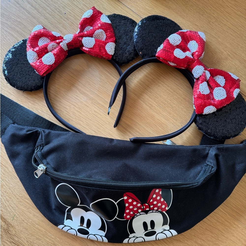 Minnie Mouse Kids Headband and Waist Bag Set - Red and Black